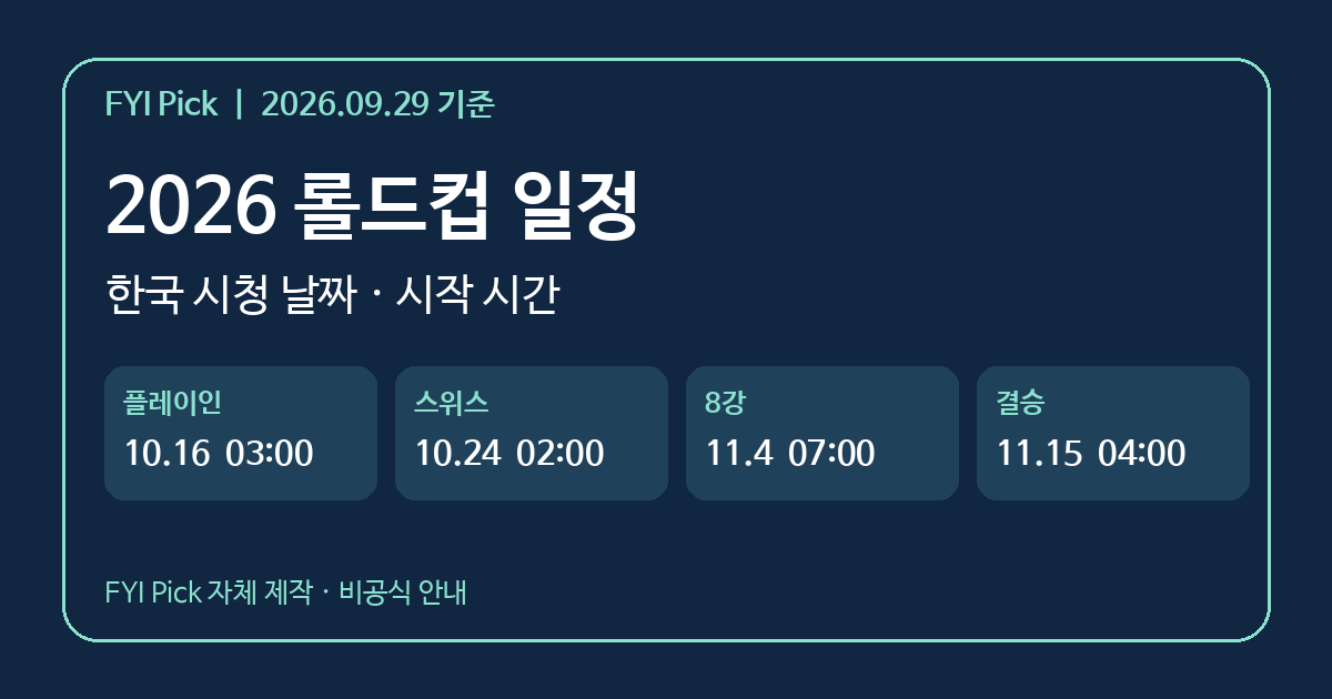 2026 롤드컵 단계별 한국 시청 날짜와 시작 시간 안내